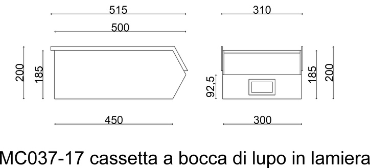 Cassette a bocca di lupo in metallo