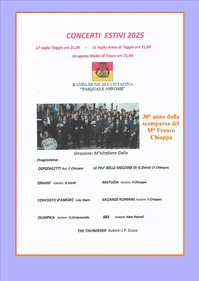 <br>31 Luglio alle 21,oo Arma di Taggia IM  piazza T. Chierotti<br>Concerto della Banda Pasquale 