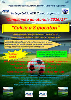 La nostra Associazione Sportiva ACSI è attiva da molti anni nell'organizzazione di campionati 