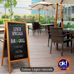 Cavalletto pubblicitario in legno con lavagna, 1 metro di altezza x 50 cm di larghezza.<br>Spedizi