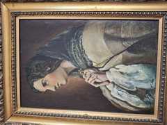 Olio su tela incollata su cartone cm36 ,5x25,5
<br>Figura religiosa xx secolo