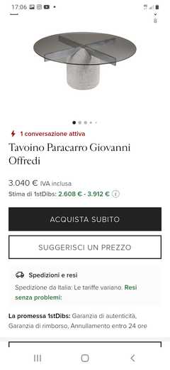 Tavolino piano cristallo diametro 120 Paracarro di Saporiti Italia design 